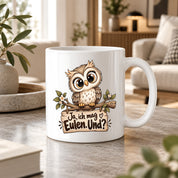 Tasse Eulenfan lustiger Spruch Ja ich mag Eulen Geschenk für Eulenliebhaber Freundin Kollegin Geburtstag Weihnachten 330 ml