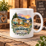Tasse Wohnwagen Camping Geschenk Lieblingsplatz Camper Kaffeetasse Campingfreunde Wohnmobil Urlaub Geburtstag Weihnachten 330 ml