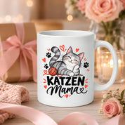 Katzen Mama Tasse Geschenk 330 ml Keramiktasse für Katzenliebhaber Katzenfreundin Geburtstag Weihnachten