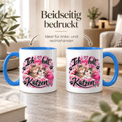 Herzbotschaft Katzen Tasse – Ich mag halt Katzen – Süße Kaffeetasse mit zwei Katzenbabys, Herzen und Pfoten – Geschenk für Katzenliebhaber, Katzenmama, Frauen und Freundin – 330 ml