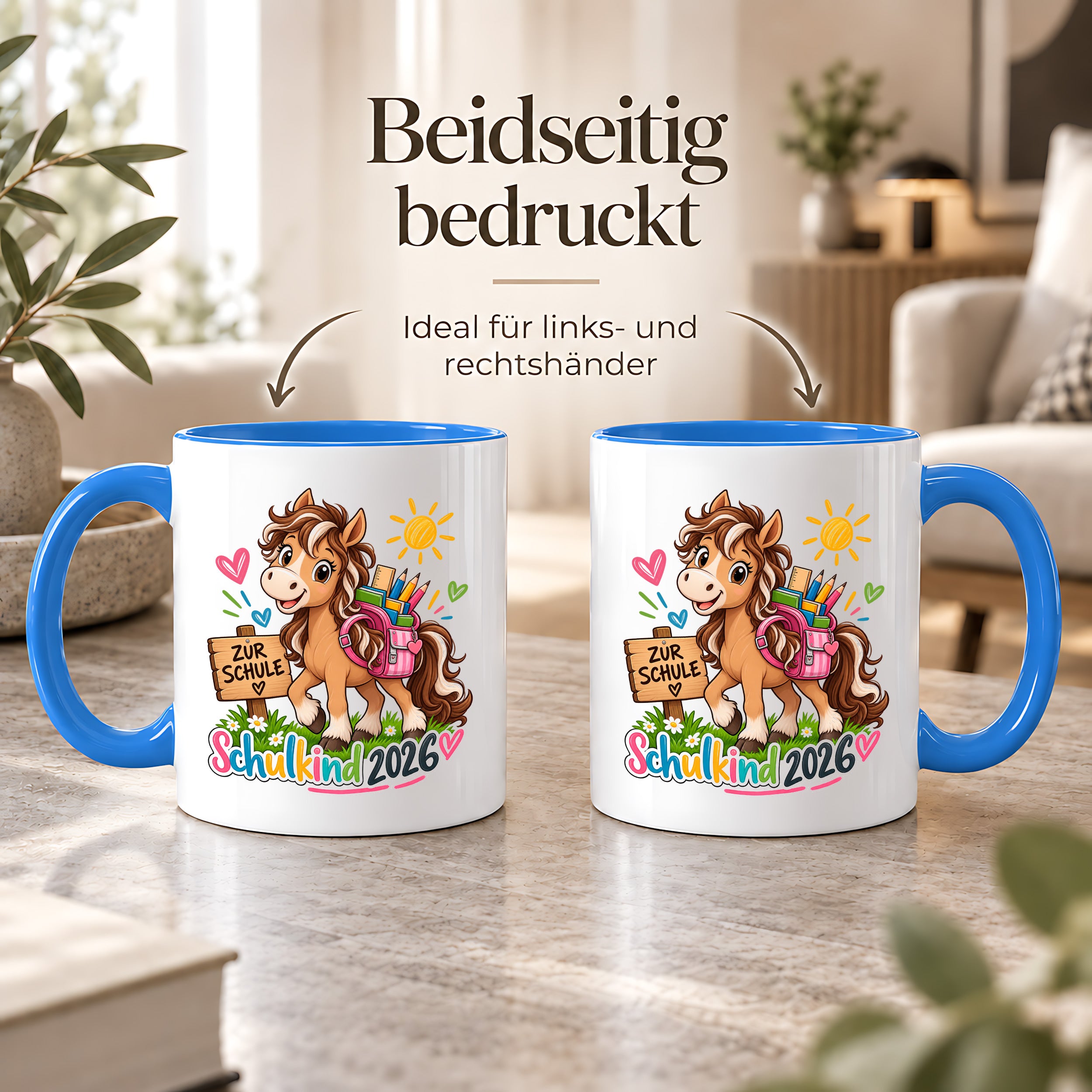 Schulkind 2026 Tasse Pferd Einschulung Geschenk 330 ml Keramiktasse für Mädchen Jungen Schulanfang 1. Schultag