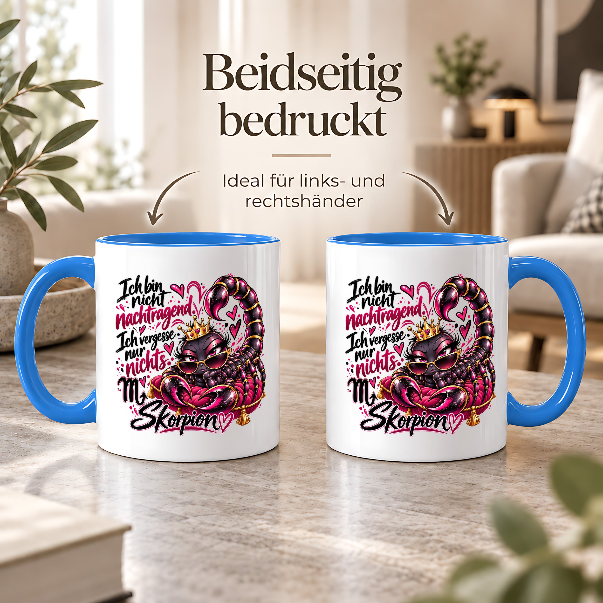 Herzbotschaft Skorpion Tasse – Ich bin nicht nachtragend, ich vergesse nur nichts – Lustige Sternzeichen Tasse mit Skorpion Motiv – Geschenk für Frauen, Freundin und Skorpion Geborene – 330 ml