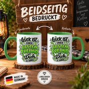 Herzbotschaft Bester Freund Tasse – Glück ist einen besten Freund wie dich zu haben – Kaffeetasse 330 ml mit Freundschaftsspruch und grünem Herz Motiv – Geschenk für besten Freund, Kumpel und Lieblingsmenschen – Freundschaft Geschenkidee
