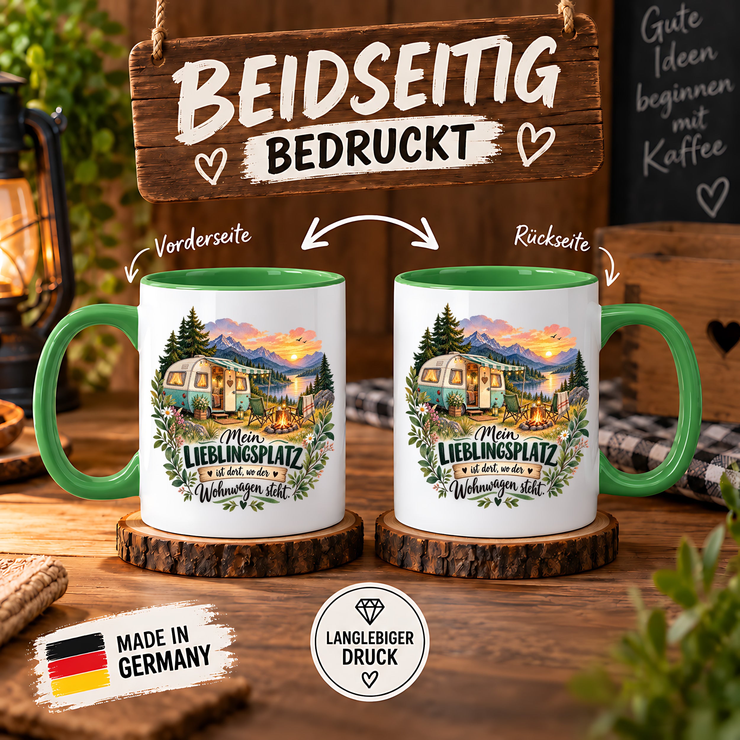 Tasse Wohnwagen Camping Geschenk Lieblingsplatz Camper Kaffeetasse Campingfreunde Wohnmobil Urlaub Geburtstag Weihnachten 330 ml
