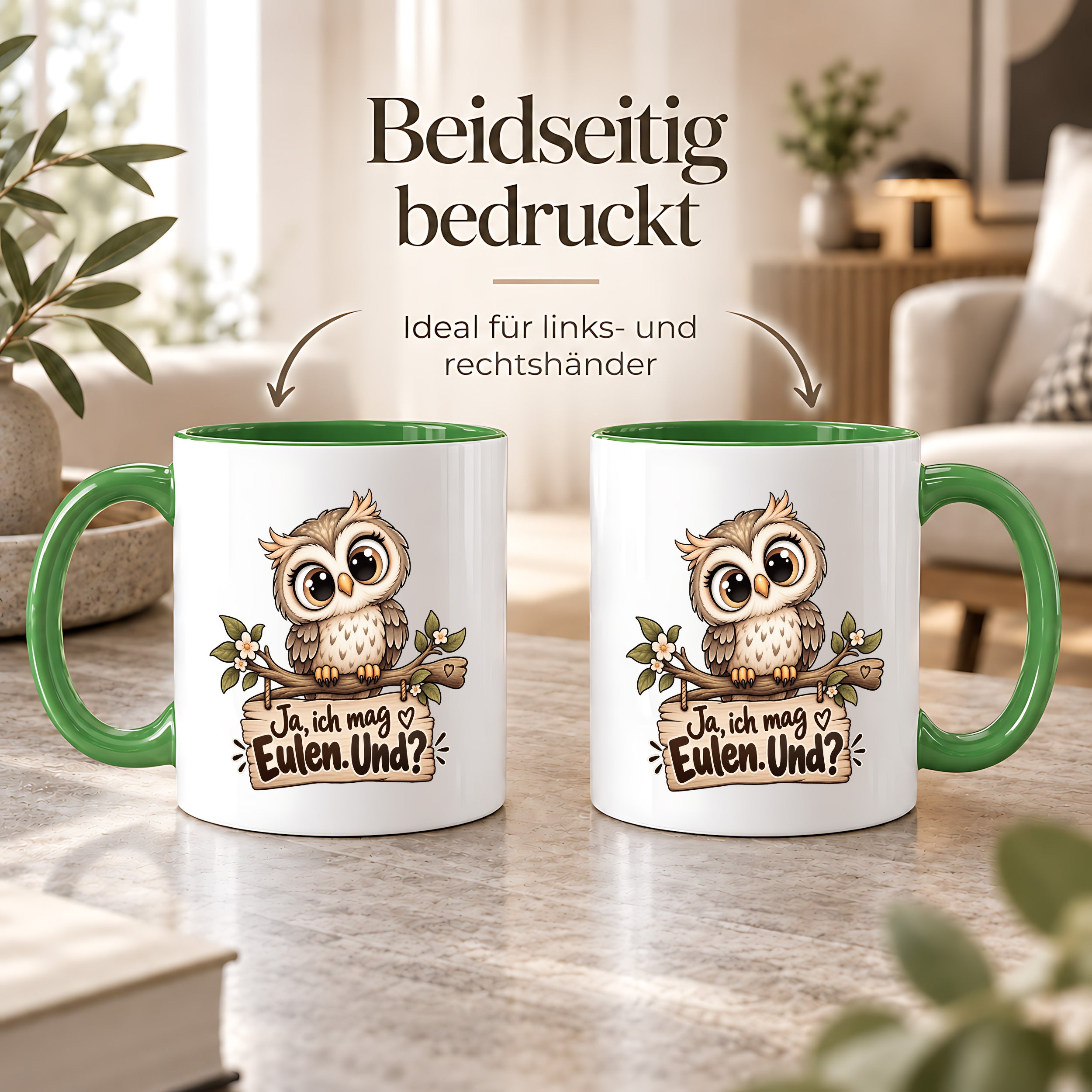Tasse Eulenfan lustiger Spruch Ja ich mag Eulen Geschenk für Eulenliebhaber Freundin Kollegin Geburtstag Weihnachten 330 ml