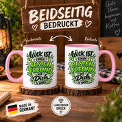 Herzbotschaft Bester Freund Tasse – Glück ist einen besten Freund wie dich zu haben – Kaffeetasse 330 ml mit Freundschaftsspruch und grünem Herz Motiv – Geschenk für besten Freund, Kumpel und Lieblingsmenschen – Freundschaft Geschenkidee