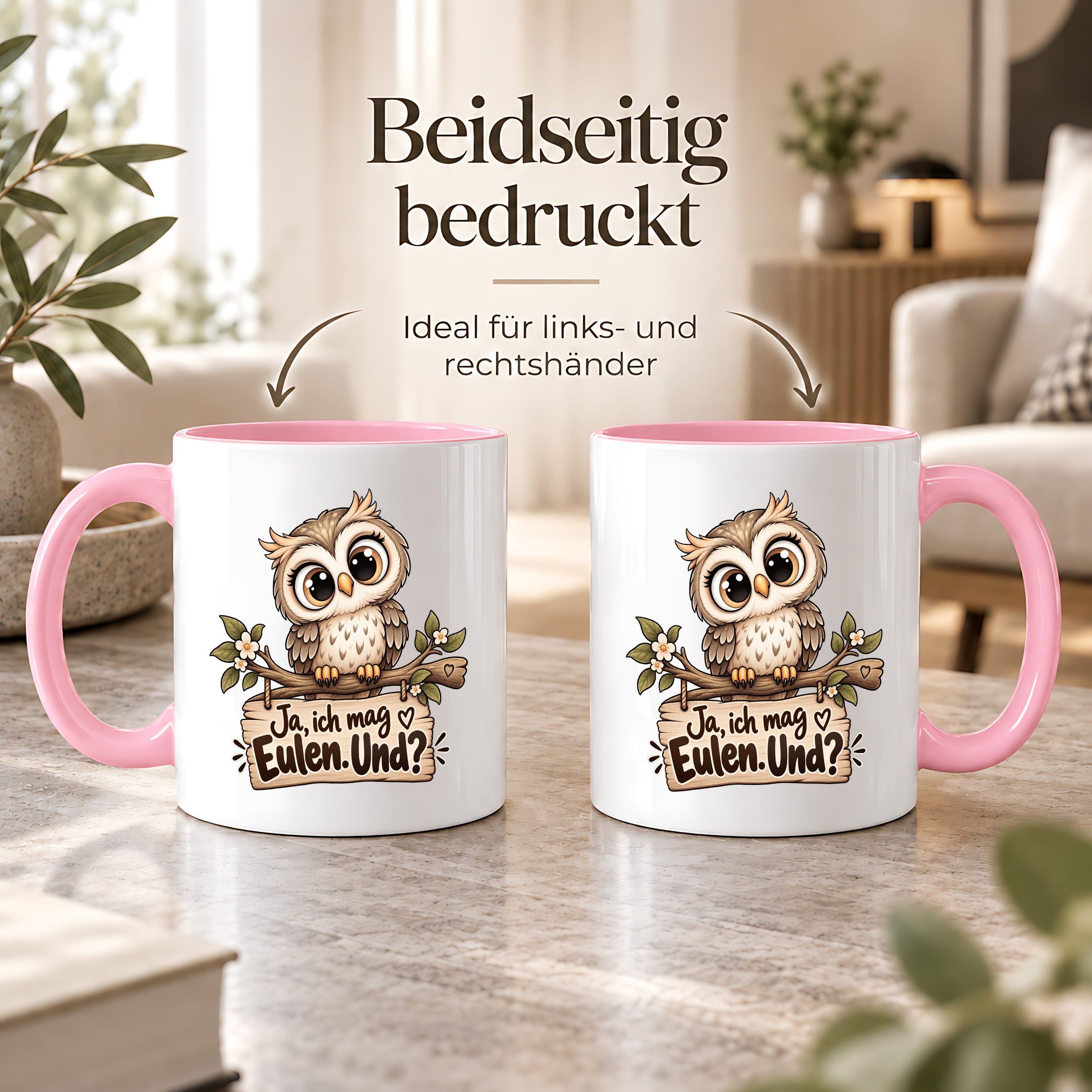 Tasse Eulenfan lustiger Spruch Ja ich mag Eulen Geschenk für Eulenliebhaber Freundin Kollegin Geburtstag Weihnachten 330 ml