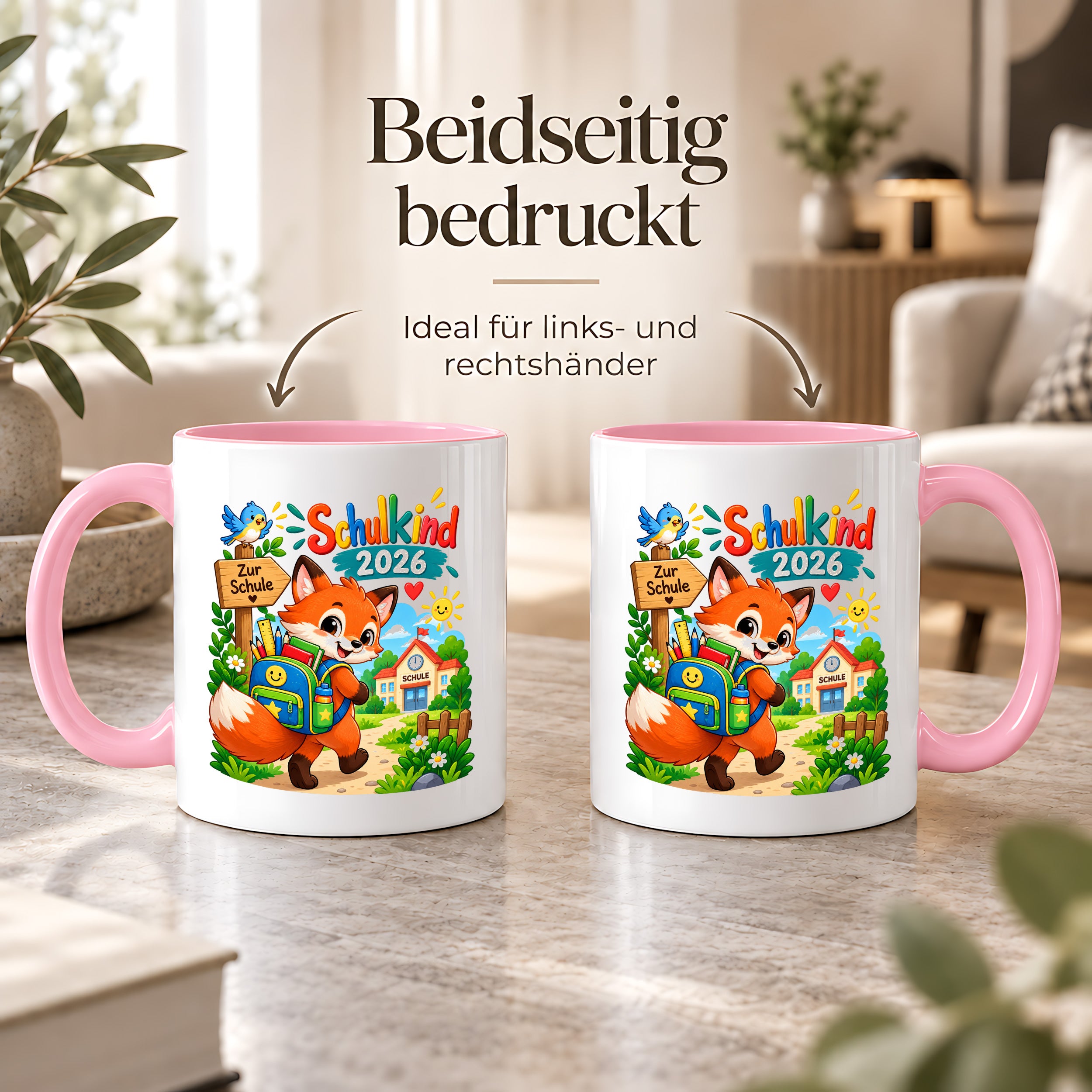 Schulkind 2026 Tasse Fuchs Einschulung Geschenk 330 ml Keramiktasse Schulanfang 1. Schultag Schultüte Mädchen Jungen