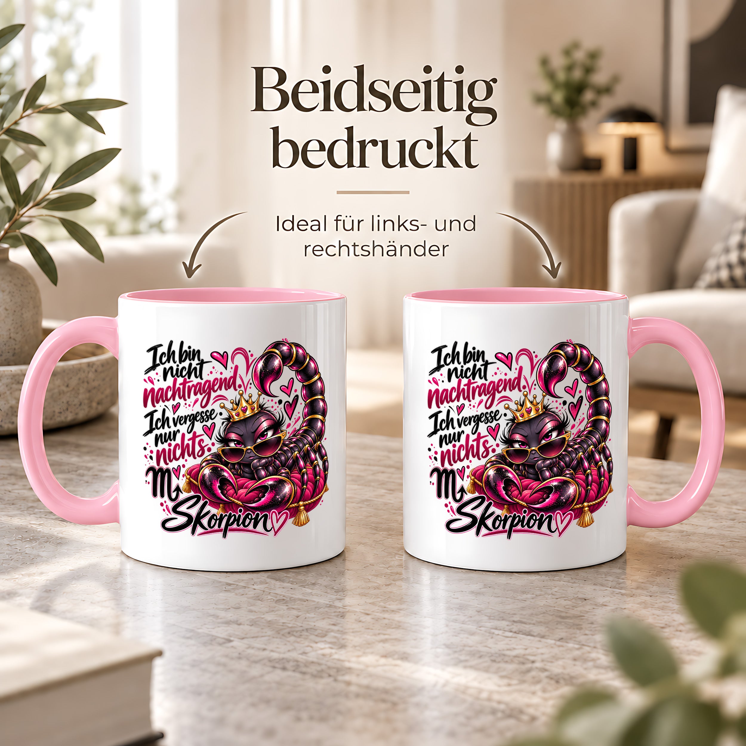 Herzbotschaft Skorpion Tasse – Ich bin nicht nachtragend, ich vergesse nur nichts – Lustige Sternzeichen Tasse mit Skorpion Motiv – Geschenk für Frauen, Freundin und Skorpion Geborene – 330 ml