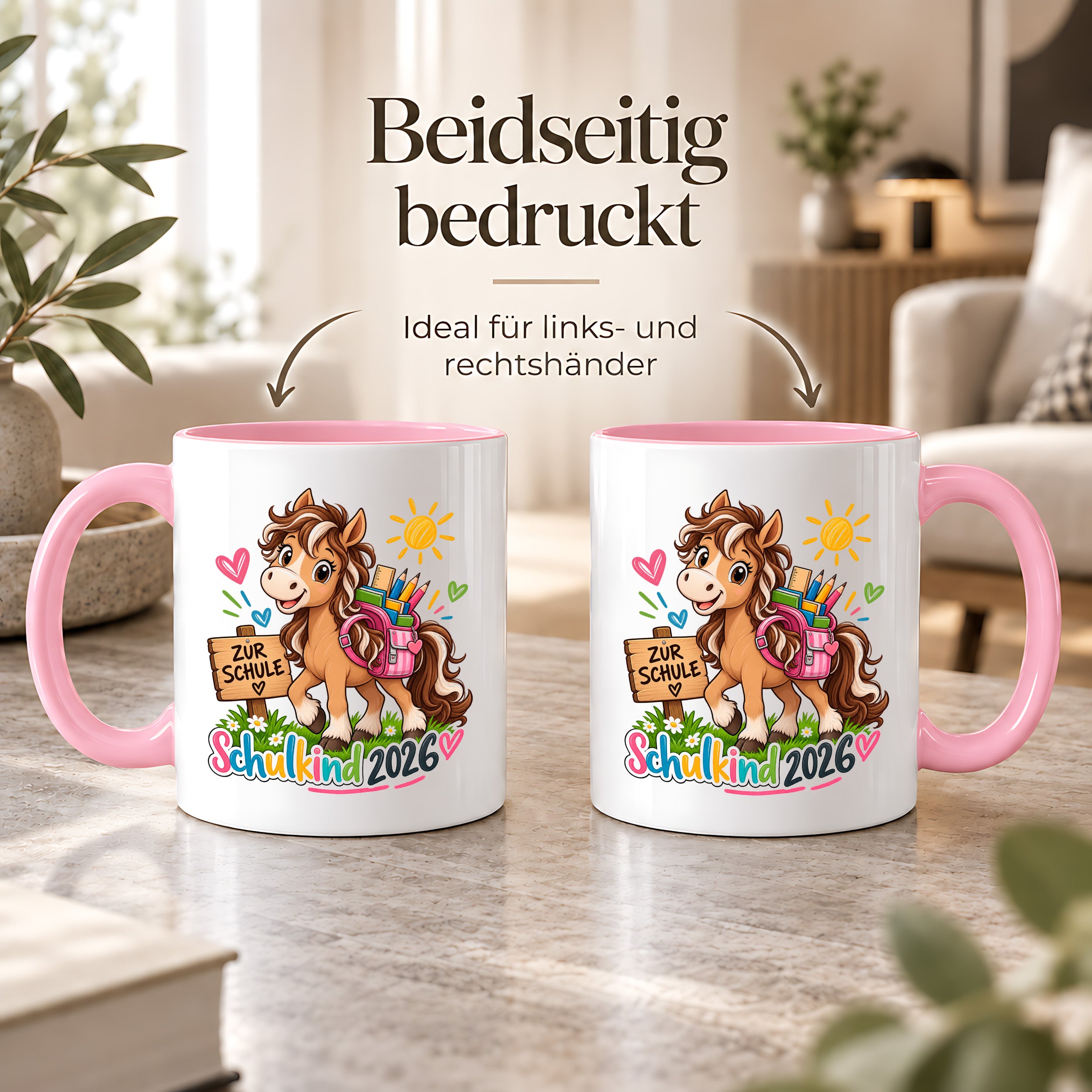 Schulkind 2026 Tasse Pferd Einschulung Geschenk 330 ml Keramiktasse für Mädchen Jungen Schulanfang 1. Schultag