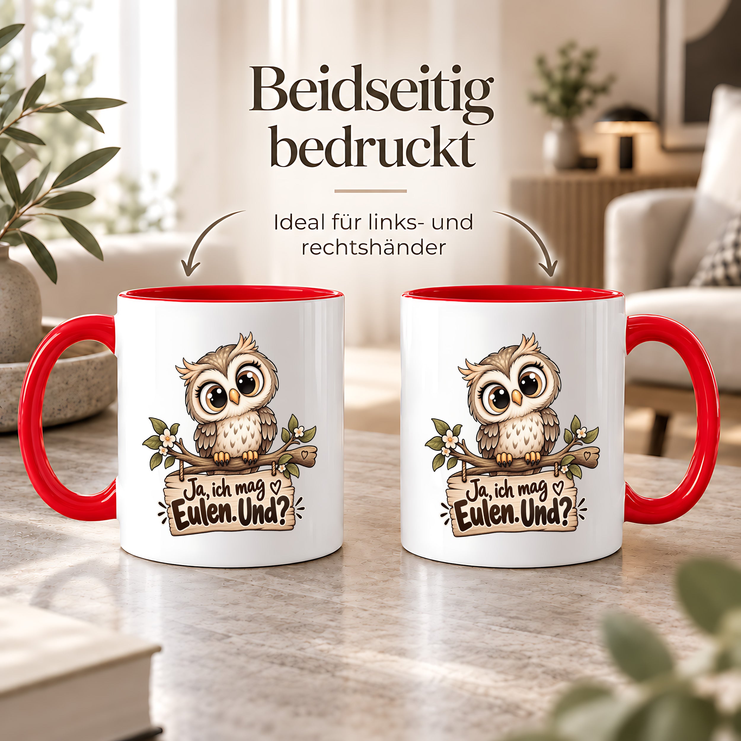 Tasse Eulenfan lustiger Spruch Ja ich mag Eulen Geschenk für Eulenliebhaber Freundin Kollegin Geburtstag Weihnachten 330 ml