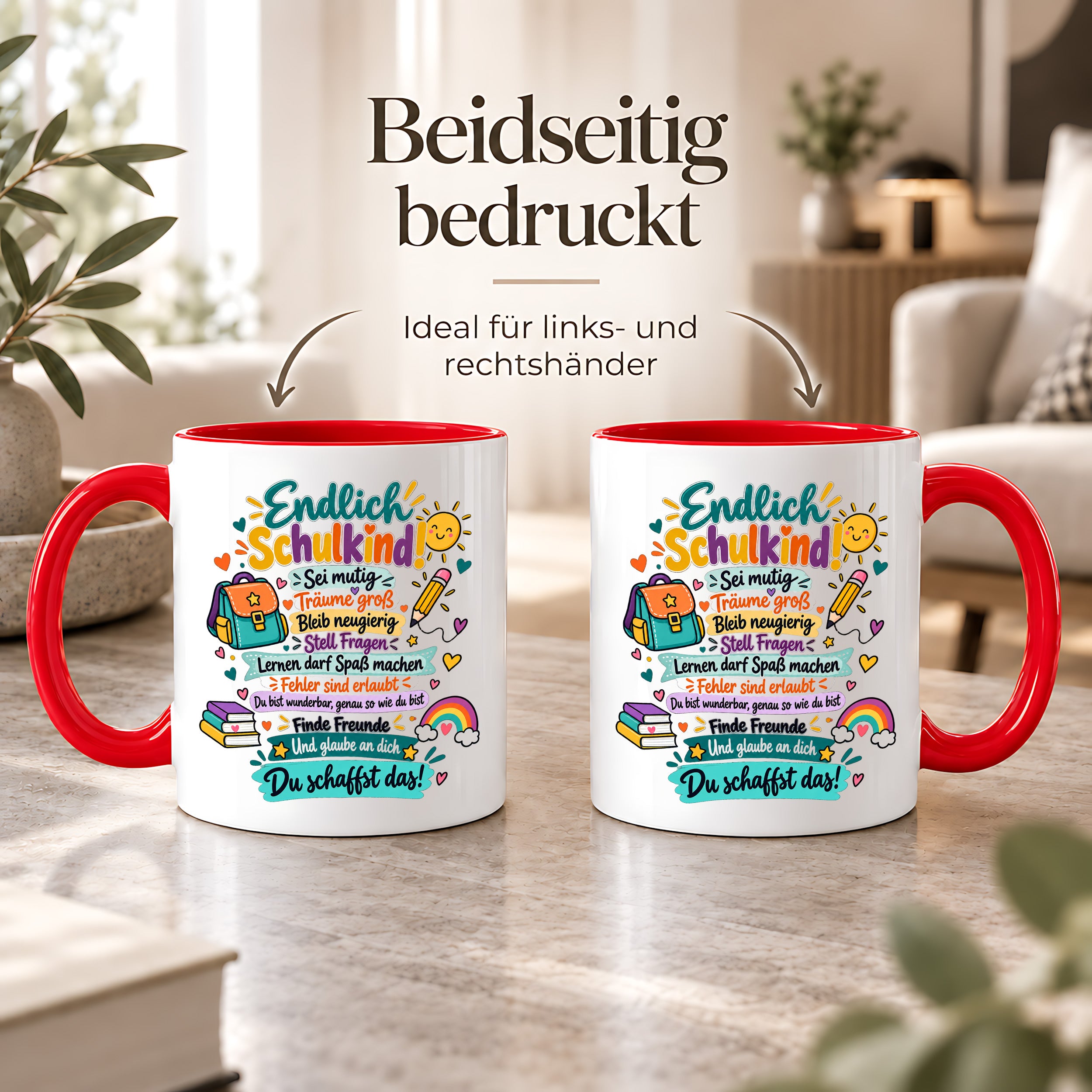 Tasse Schulkind Einschulung Geschenk Mutmacher Schule Schulanfang Kaffeetasse für Mädchen Jungen Geburtstag Schulstart 330 ml