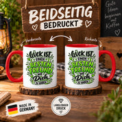Herzbotschaft Bester Freund Tasse – Glück ist einen besten Freund wie dich zu haben – Kaffeetasse 330 ml mit Freundschaftsspruch und grünem Herz Motiv – Geschenk für besten Freund, Kumpel und Lieblingsmenschen – Freundschaft Geschenkidee