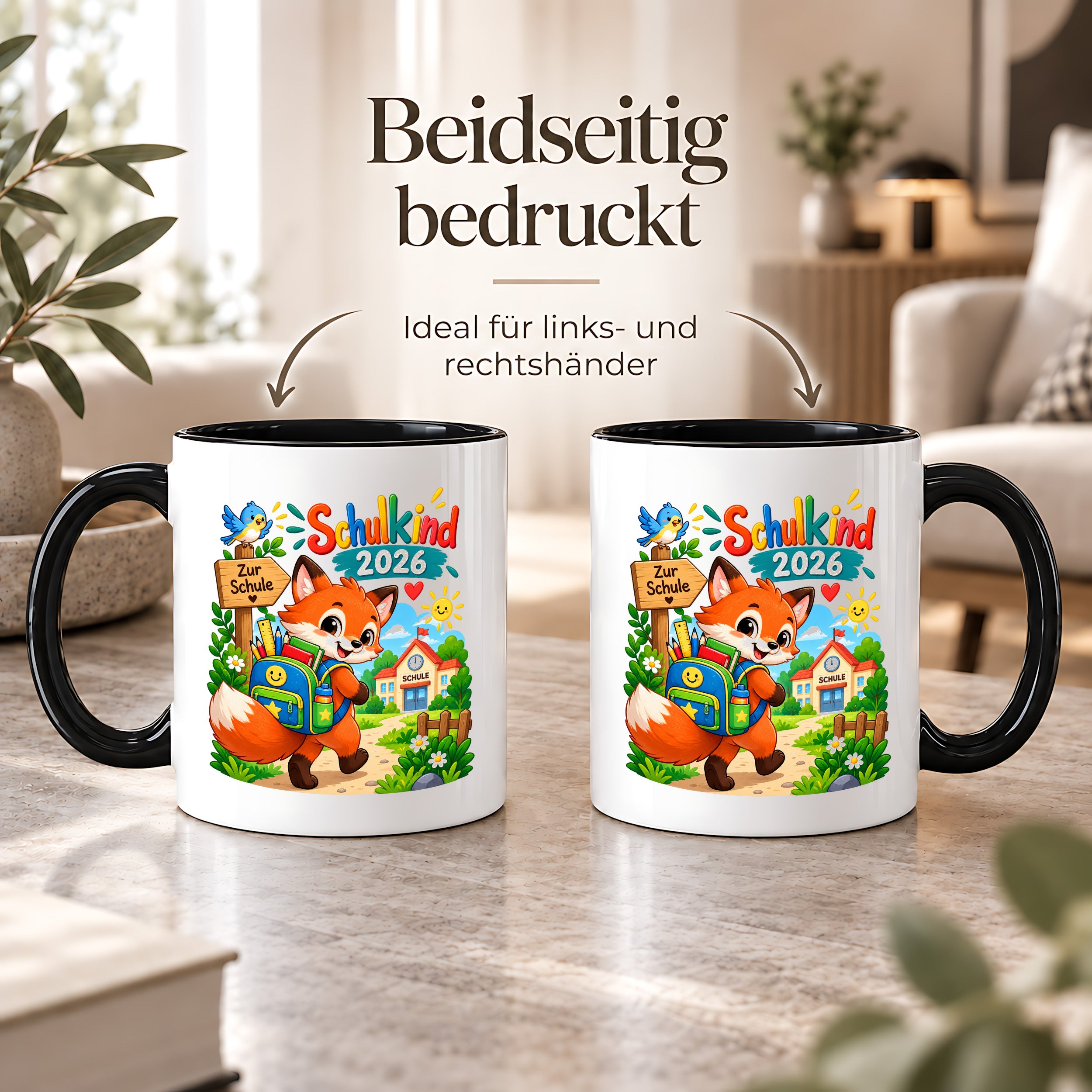 Schulkind 2026 Tasse Fuchs Einschulung Geschenk 330 ml Keramiktasse Schulanfang 1. Schultag Schultüte Mädchen Jungen