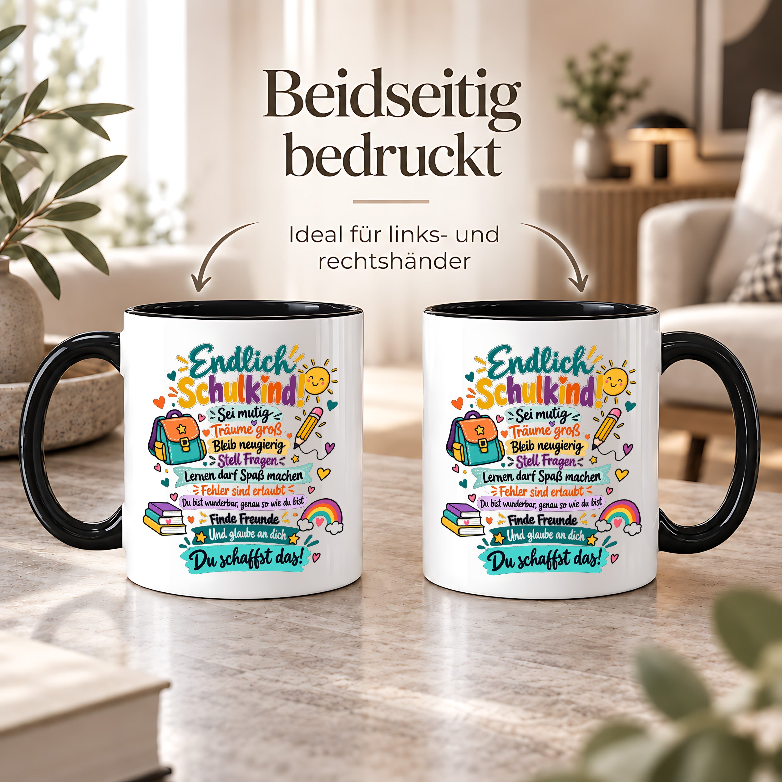 Tasse Schulkind Einschulung Geschenk Mutmacher Schule Schulanfang Kaffeetasse für Mädchen Jungen Geburtstag Schulstart 330 ml
