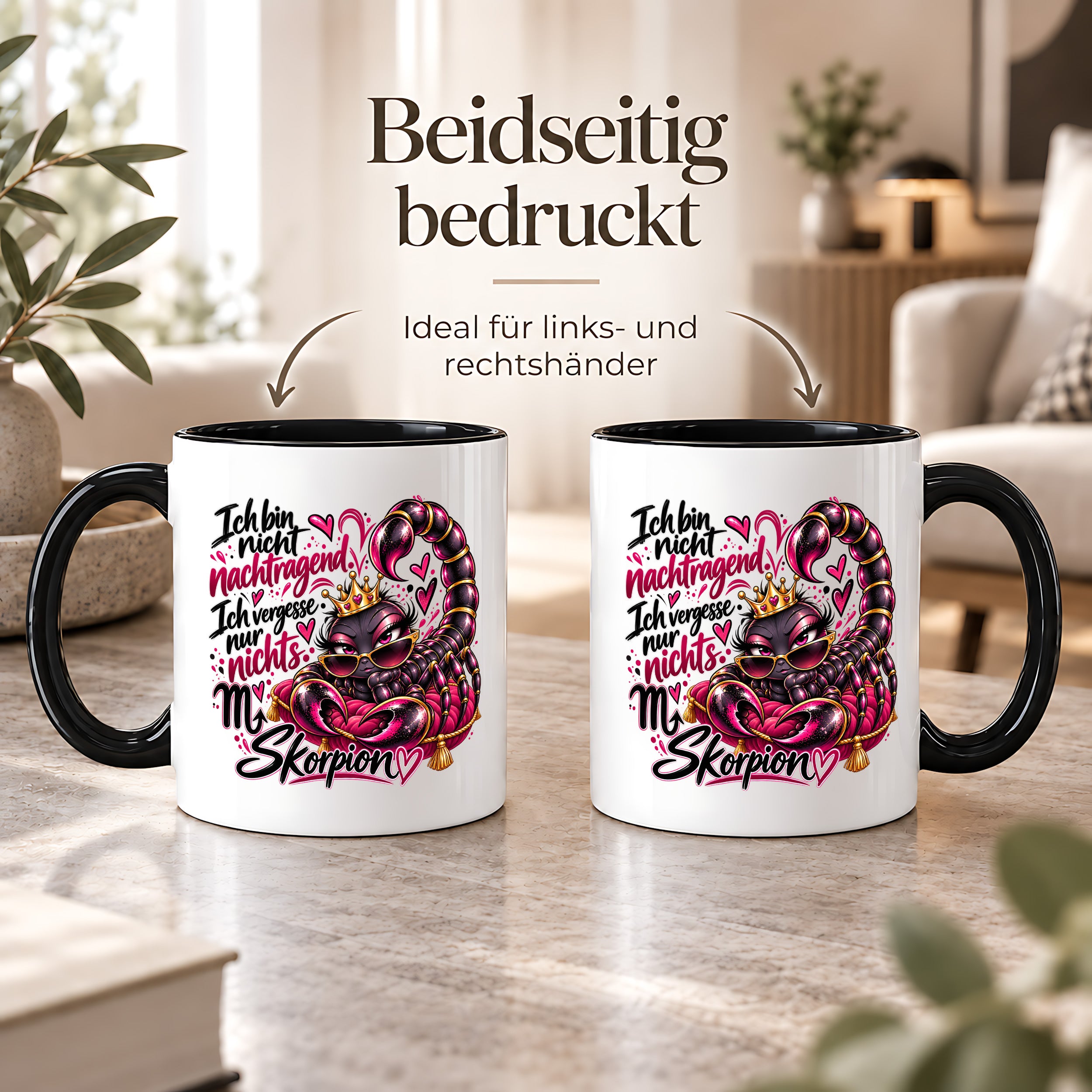 Herzbotschaft Skorpion Tasse – Ich bin nicht nachtragend, ich vergesse nur nichts – Lustige Sternzeichen Tasse mit Skorpion Motiv – Geschenk für Frauen, Freundin und Skorpion Geborene – 330 ml