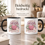 Stricken Tasse Echte Hexen haben zwei Zauberstäbe 330 ml Geschenk für Strickerin Wolle Handarbeit Geburtstag Weihnachten