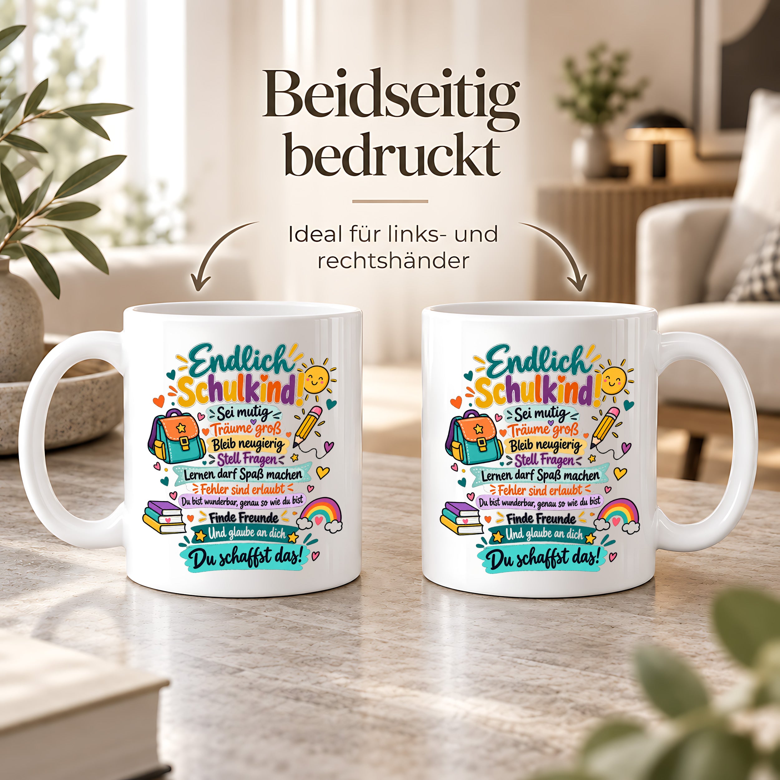 Tasse Schulkind Einschulung Geschenk Mutmacher Schule Schulanfang Kaffeetasse für Mädchen Jungen Geburtstag Schulstart 330 ml