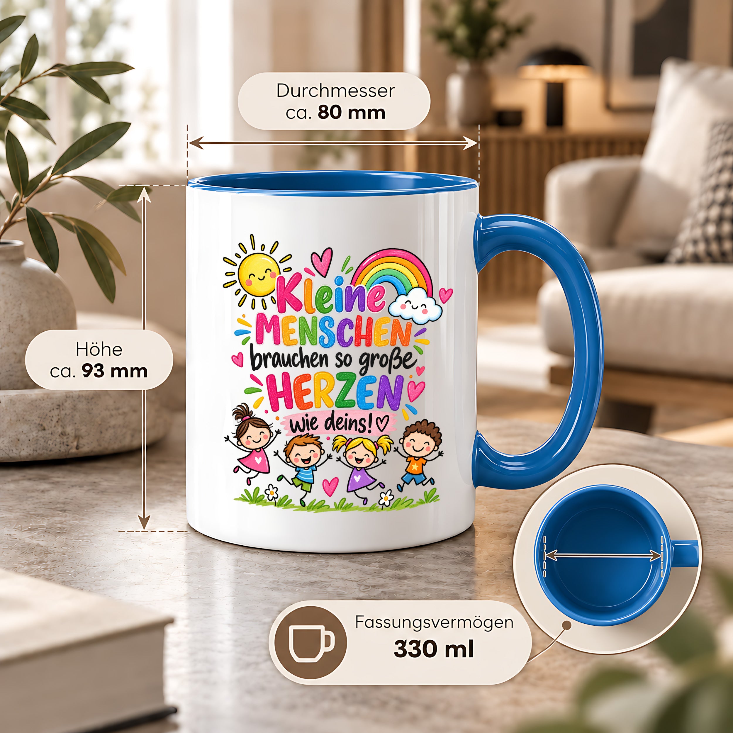Tasse Erzieherin Geschenk Kleine Menschen große Herzen Kita Kindergarten Dankeschön Pädagogin Geburtstag Weihnachten 330 ml Kindergärtnerin