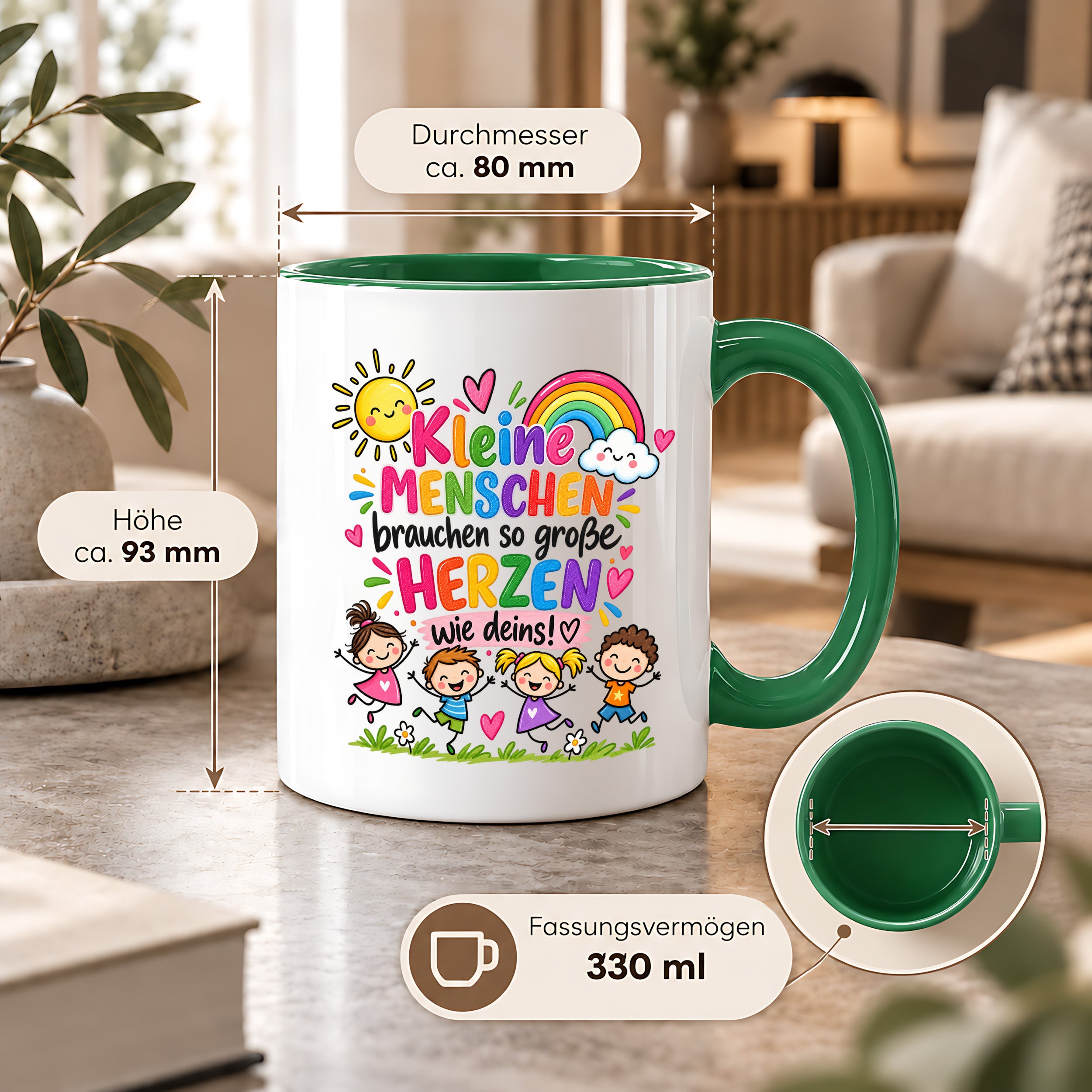 Tasse Erzieherin Geschenk Kleine Menschen große Herzen Kita Kindergarten Dankeschön Pädagogin Geburtstag Weihnachten 330 ml Kindergärtnerin