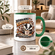 Herzbotschaft Dachs Tasse – Berühren meines Kaffees führt zu spontaner Erwerbsunfähigkeit – Lustige Kaffeetasse mit frechem Dachs Motiv – Geschenk für Kaffeeliebhaber, Kollegen und Büro – 330 ml