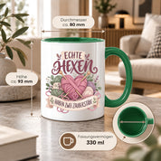 Stricken Tasse Echte Hexen haben zwei Zauberstäbe 330 ml Geschenk für Strickerin Wolle Handarbeit Geburtstag Weihnachten