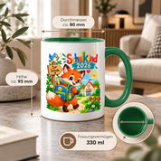 Schulkind 2026 Tasse Fuchs Einschulung Geschenk 330 ml Keramiktasse Schulanfang 1. Schultag Schultüte Mädchen Jungen