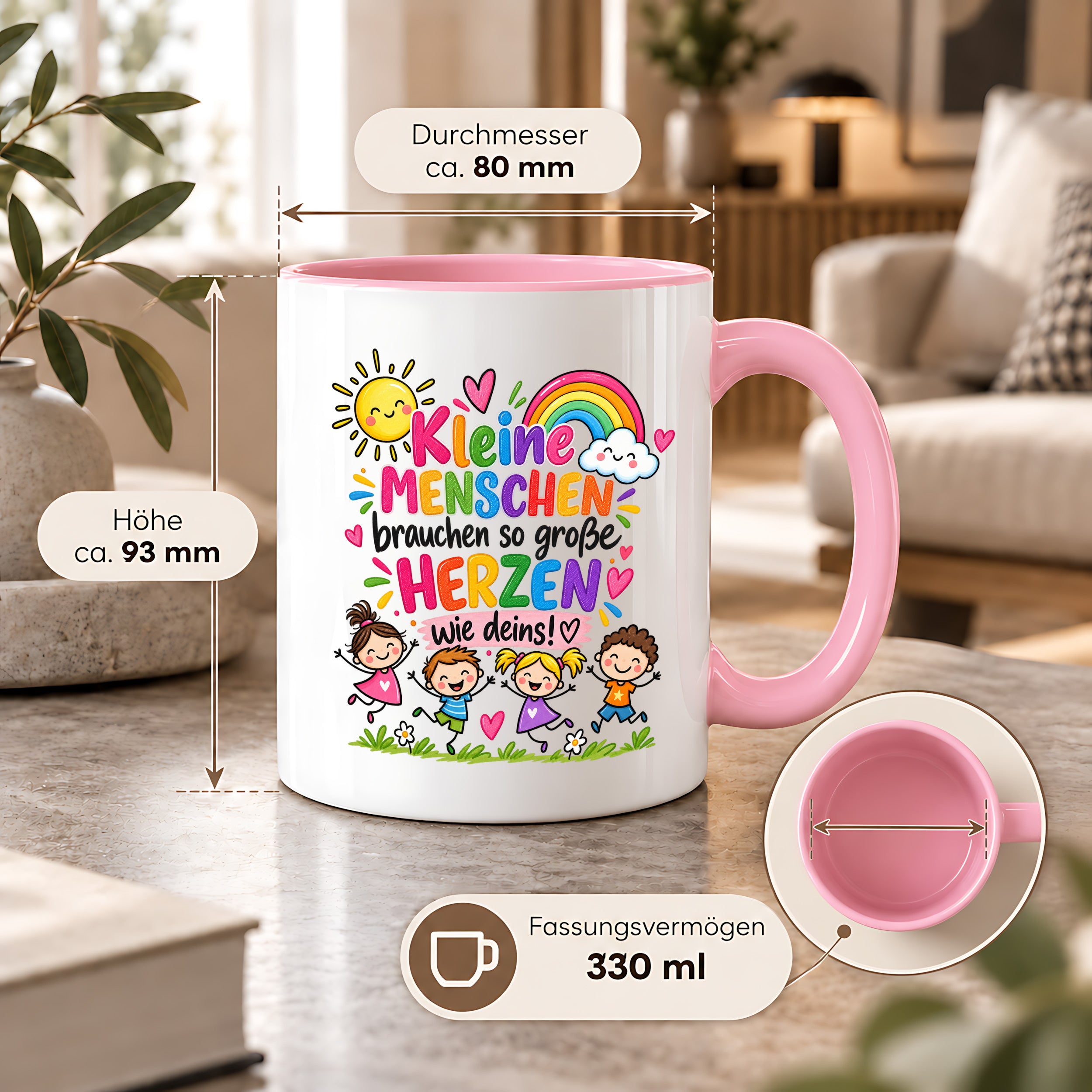 Tasse Erzieherin Geschenk Kleine Menschen große Herzen Kita Kindergarten Dankeschön Pädagogin Geburtstag Weihnachten 330 ml Kindergärtnerin