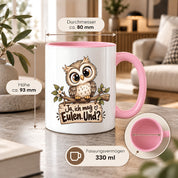 Tasse Eulenfan lustiger Spruch Ja ich mag Eulen Geschenk für Eulenliebhaber Freundin Kollegin Geburtstag Weihnachten 330 ml