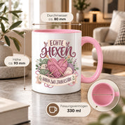 Stricken Tasse Echte Hexen haben zwei Zauberstäbe 330 ml Geschenk für Strickerin Wolle Handarbeit Geburtstag Weihnachten