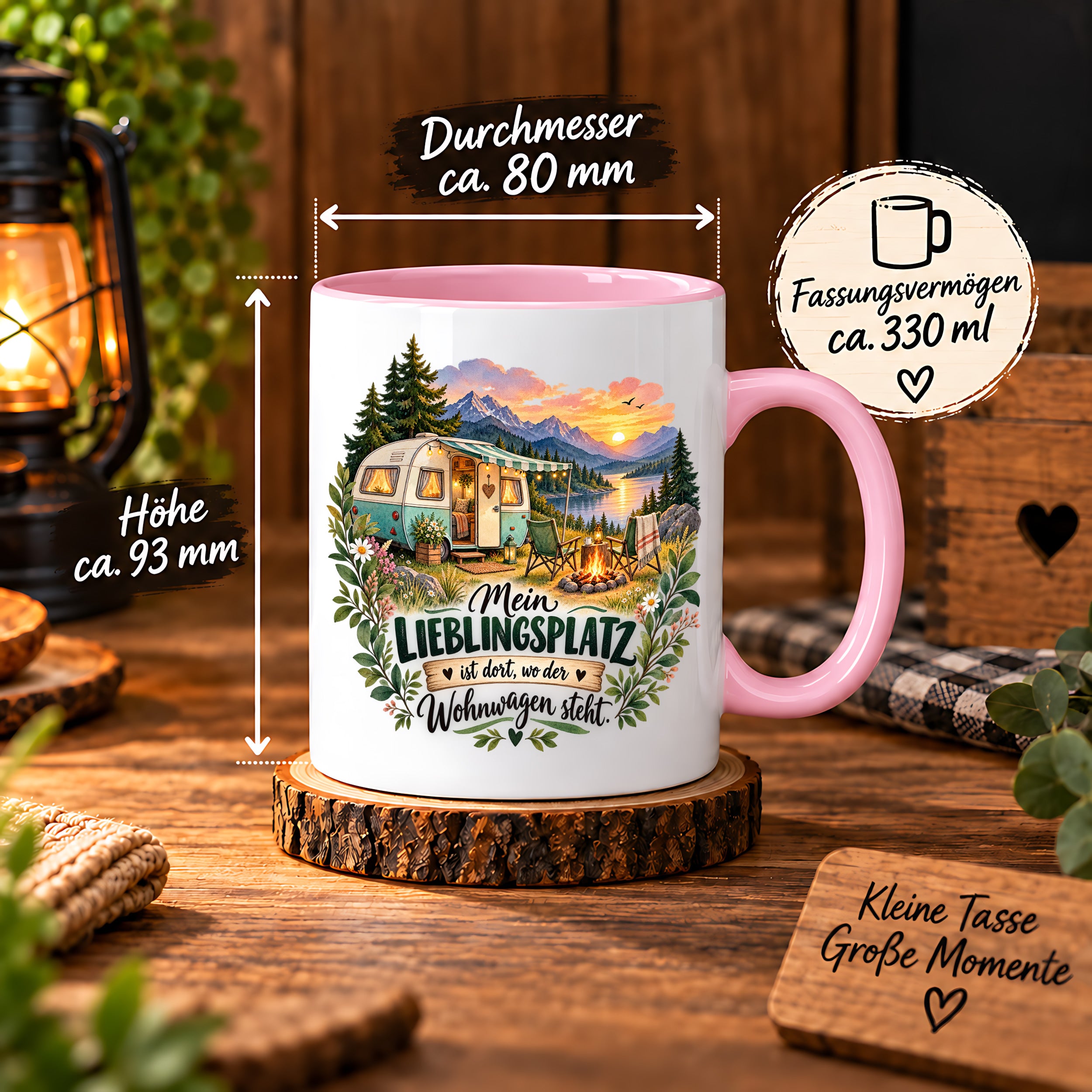 Tasse Wohnwagen Camping Geschenk Lieblingsplatz Camper Kaffeetasse Campingfreunde Wohnmobil Urlaub Geburtstag Weihnachten 330 ml