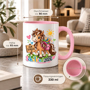 Schulkind 2026 Tasse Pferd Einschulung Geschenk 330 ml Keramiktasse für Mädchen Jungen Schulanfang 1. Schultag