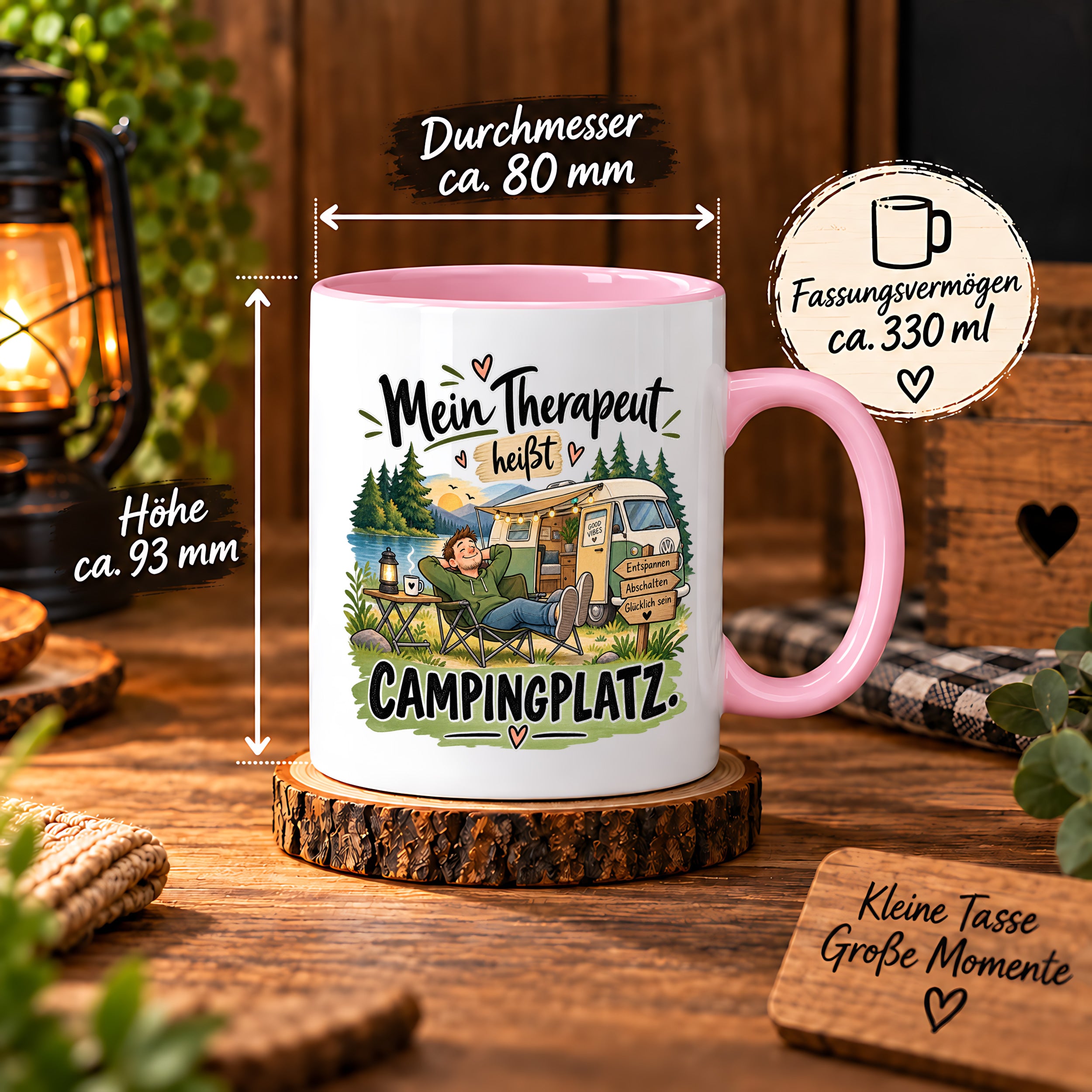 Camping Tasse Mein Therapeut heißt Campingplatz 330 ml Geschenk Camper Wohnmobil Campingfan Geburtstag Weihnachten