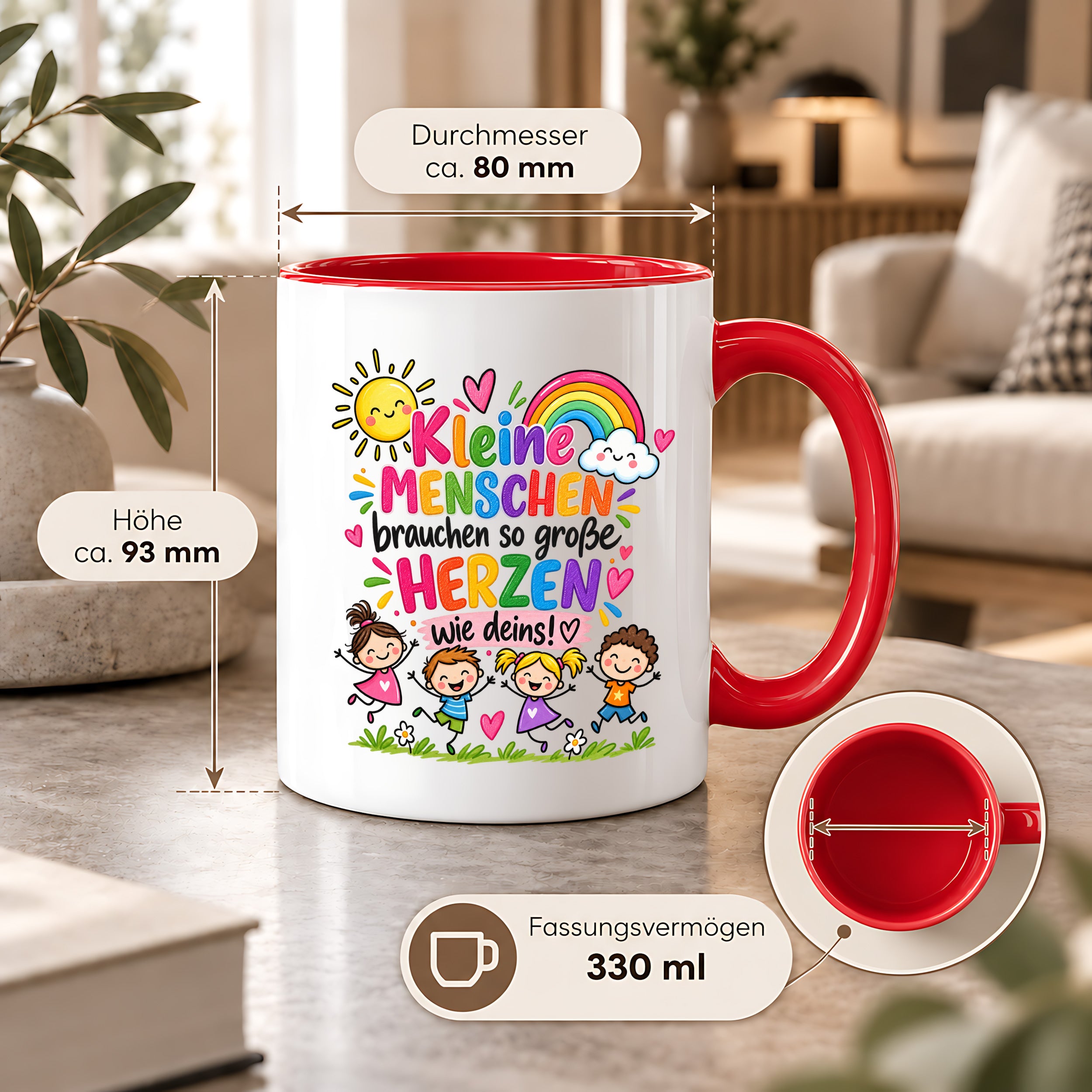 Tasse Erzieherin Geschenk Kleine Menschen große Herzen Kita Kindergarten Dankeschön Pädagogin Geburtstag Weihnachten 330 ml Kindergärtnerin