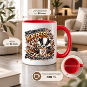 Herzbotschaft Dachs Tasse – Berühren meines Kaffees führt zu spontaner Erwerbsunfähigkeit – Lustige Kaffeetasse mit frechem Dachs Motiv – Geschenk für Kaffeeliebhaber, Kollegen und Büro – 330 ml