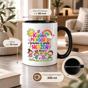 Tasse Erzieherin Geschenk Kleine Menschen große Herzen Kita Kindergarten Dankeschön Pädagogin Geburtstag Weihnachten 330 ml Kindergärtnerin