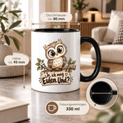 Tasse Eulenfan lustiger Spruch Ja ich mag Eulen Geschenk für Eulenliebhaber Freundin Kollegin Geburtstag Weihnachten 330 ml