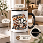 Herzbotschaft Dachs Tasse – Berühren meines Kaffees führt zu spontaner Erwerbsunfähigkeit – Lustige Kaffeetasse mit frechem Dachs Motiv – Geschenk für Kaffeeliebhaber, Kollegen und Büro – 330 ml