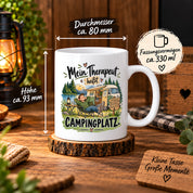 Camping Tasse Mein Therapeut heißt Campingplatz 330 ml Geschenk Camper Wohnmobil Campingfan Geburtstag Weihnachten