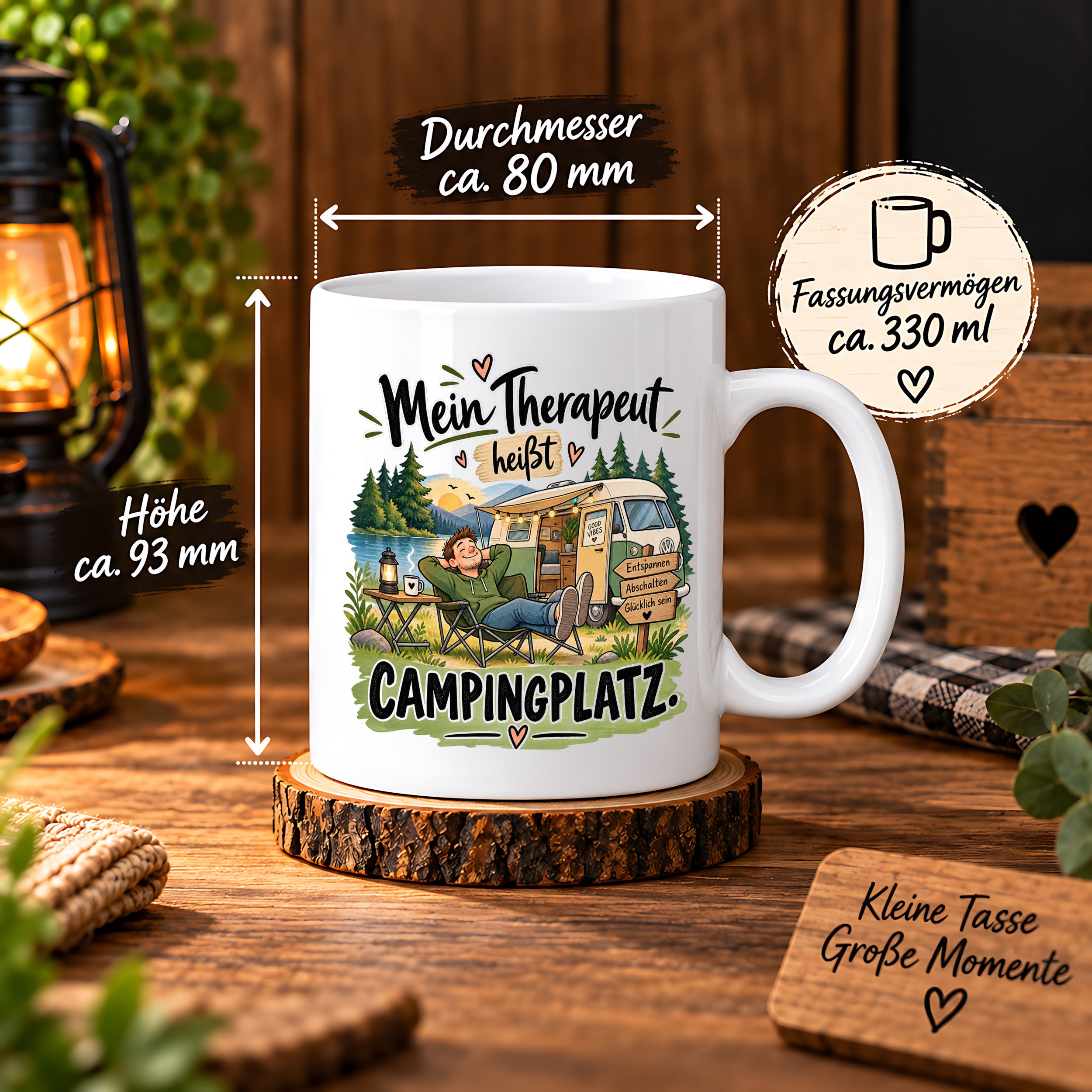 Camping Tasse Mein Therapeut heißt Campingplatz 330 ml Geschenk Camper Wohnmobil Campingfan Geburtstag Weihnachten