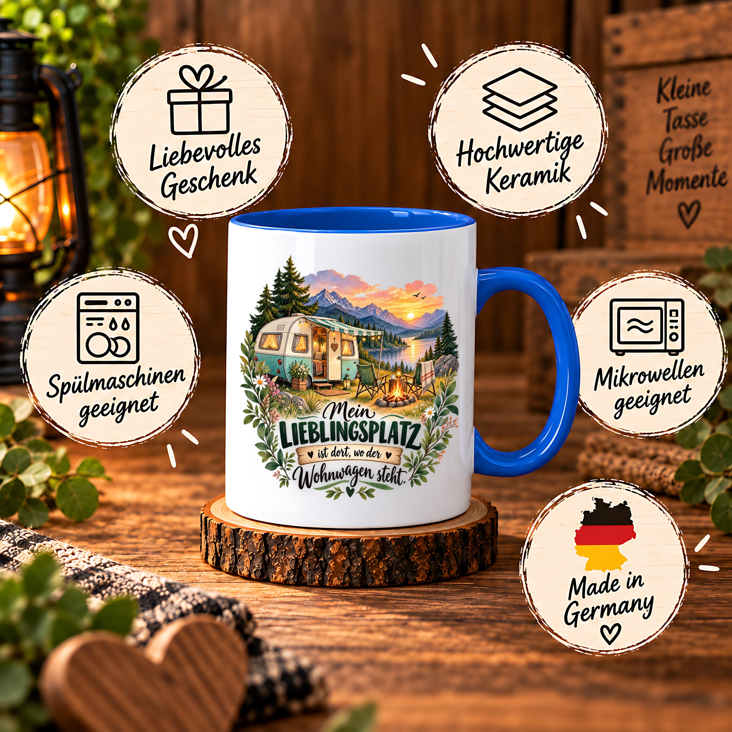 Tasse Wohnwagen Camping Geschenk Lieblingsplatz Camper Kaffeetasse Campingfreunde Wohnmobil Urlaub Geburtstag Weihnachten 330 ml