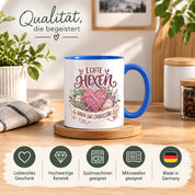 Stricken Tasse Echte Hexen haben zwei Zauberstäbe 330 ml Geschenk für Strickerin Wolle Handarbeit Geburtstag Weihnachten