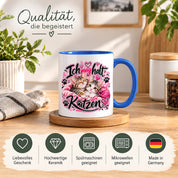 Herzbotschaft Katzen Tasse – Ich mag halt Katzen – Süße Kaffeetasse mit zwei Katzenbabys, Herzen und Pfoten – Geschenk für Katzenliebhaber, Katzenmama, Frauen und Freundin – 330 ml
