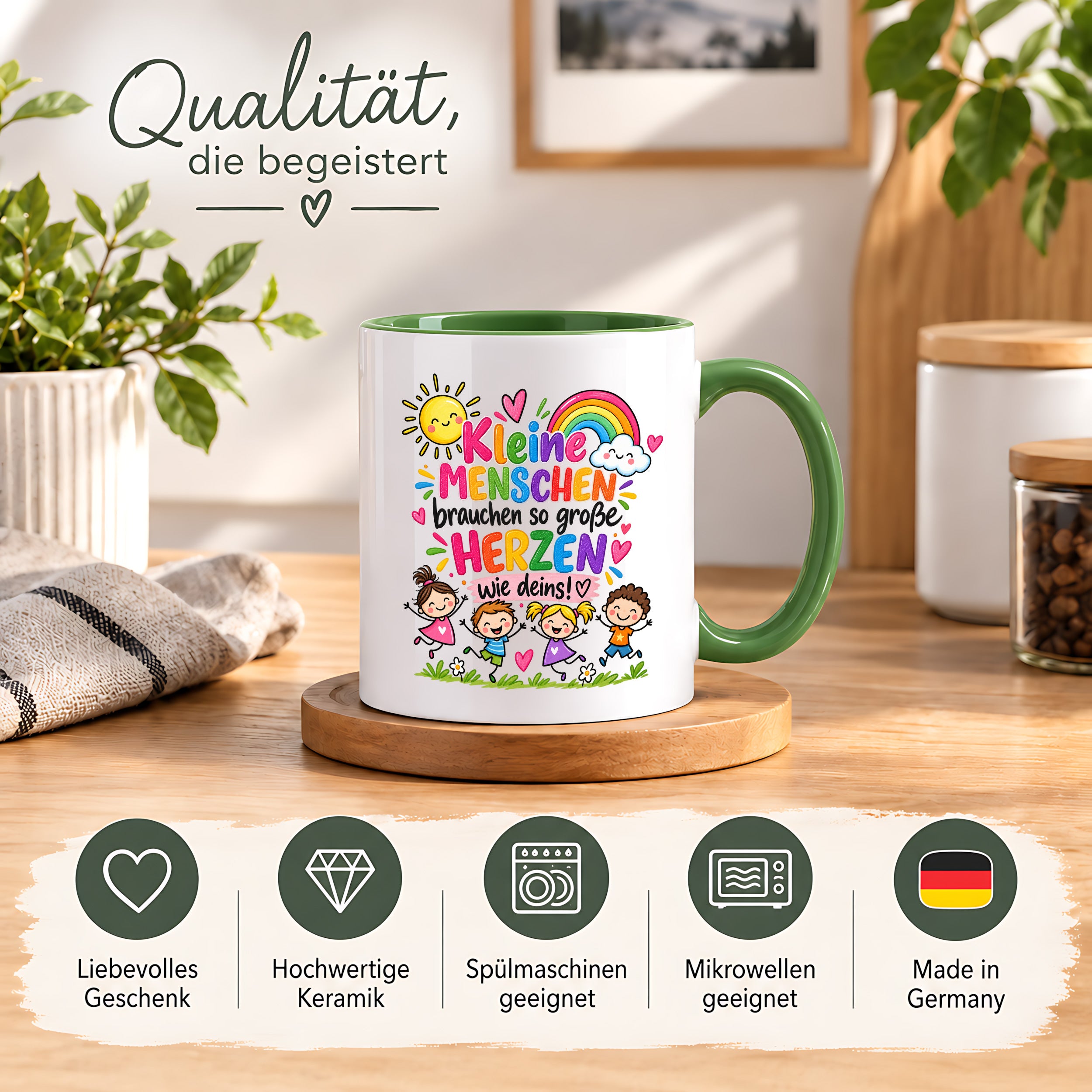 Tasse Erzieherin Geschenk Kleine Menschen große Herzen Kita Kindergarten Dankeschön Pädagogin Geburtstag Weihnachten 330 ml Kindergärtnerin