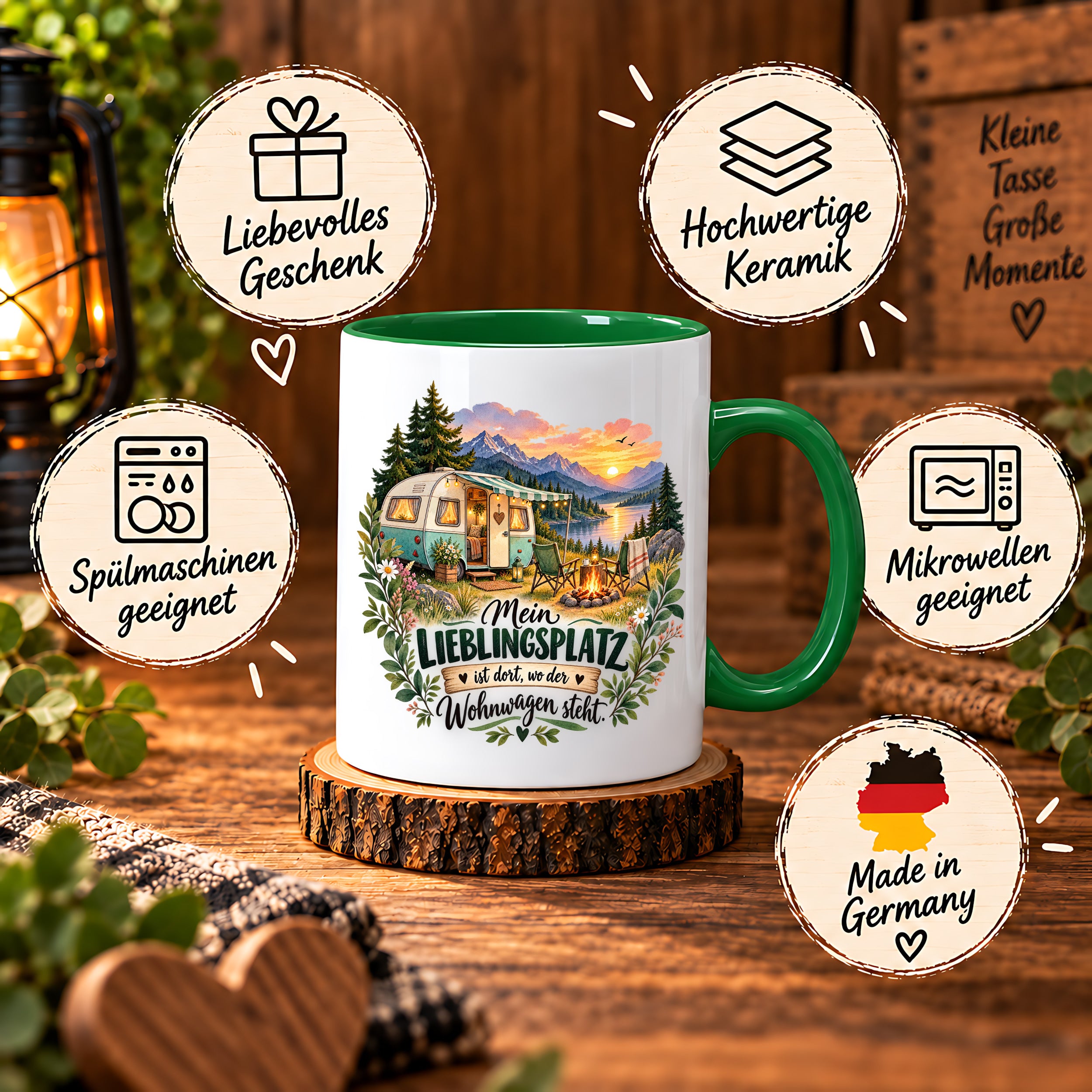 Tasse Wohnwagen Camping Geschenk Lieblingsplatz Camper Kaffeetasse Campingfreunde Wohnmobil Urlaub Geburtstag Weihnachten 330 ml