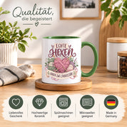 Stricken Tasse Echte Hexen haben zwei Zauberstäbe 330 ml Geschenk für Strickerin Wolle Handarbeit Geburtstag Weihnachten
