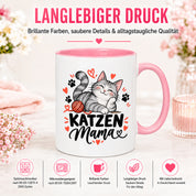 Katzen Mama Tasse Geschenk 330 ml Keramiktasse für Katzenliebhaber Katzenfreundin Geburtstag Weihnachten
