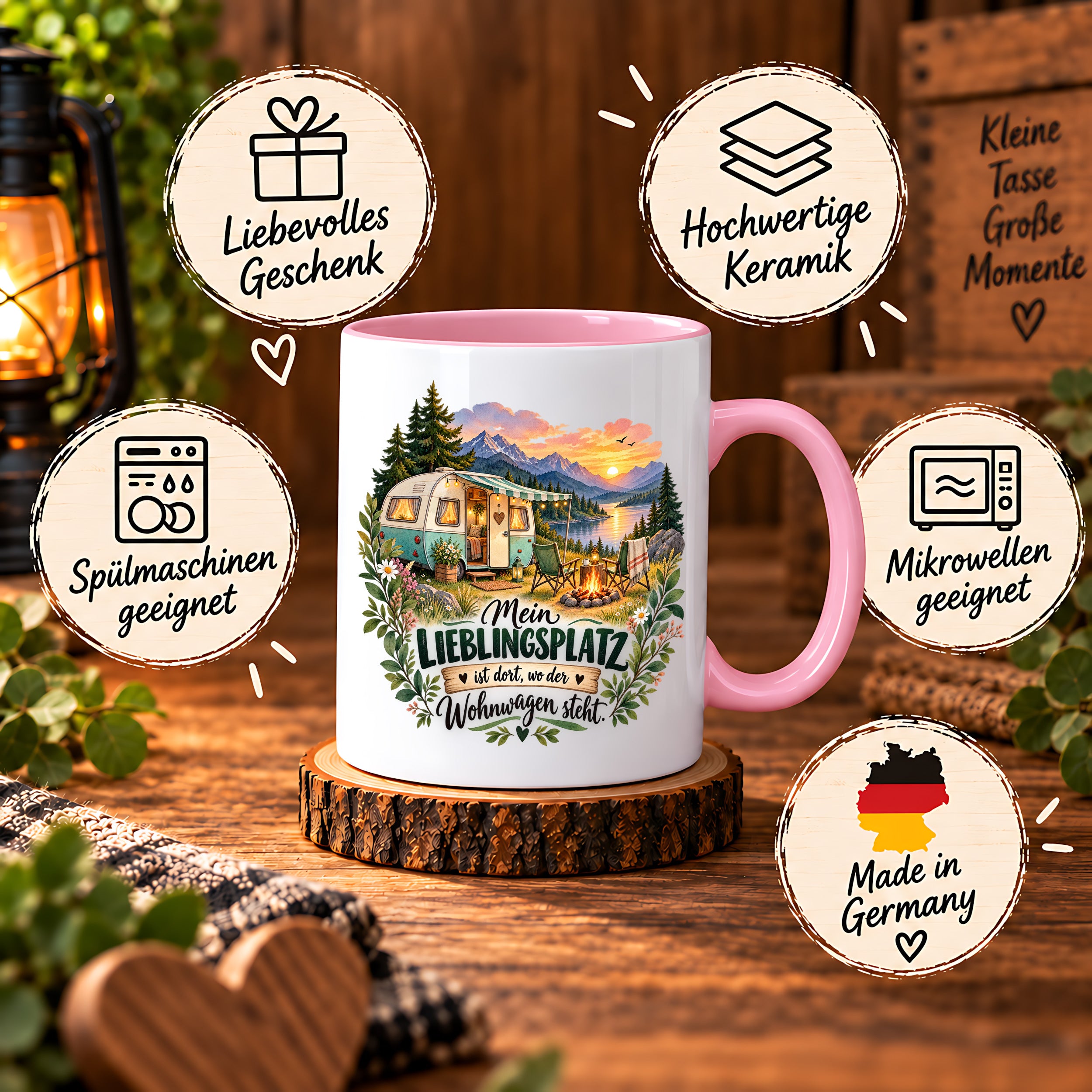 Tasse Wohnwagen Camping Geschenk Lieblingsplatz Camper Kaffeetasse Campingfreunde Wohnmobil Urlaub Geburtstag Weihnachten 330 ml