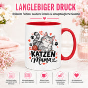 Katzen Mama Tasse Geschenk 330 ml Keramiktasse für Katzenliebhaber Katzenfreundin Geburtstag Weihnachten