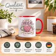 Stricken Tasse Echte Hexen haben zwei Zauberstäbe 330 ml Geschenk für Strickerin Wolle Handarbeit Geburtstag Weihnachten